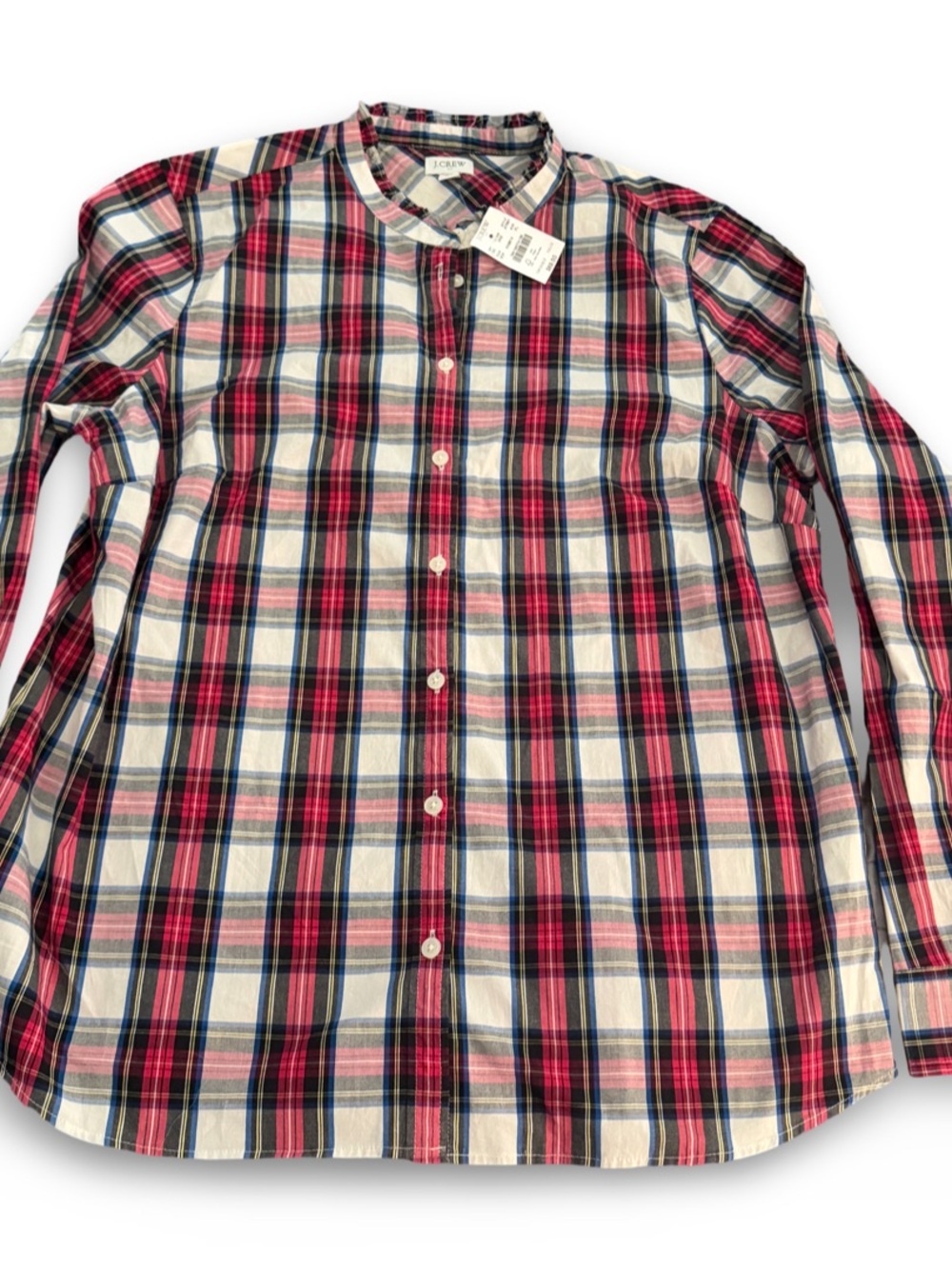 J. Crew Pink Navy Plaid Button-Down Shirt- XL